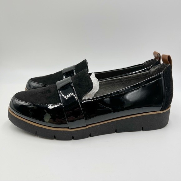 Dr Scholls Women's Webster Black Faux Suede & Patent Slip On Loafers Shoes 8.5 - Picture 5 of 13